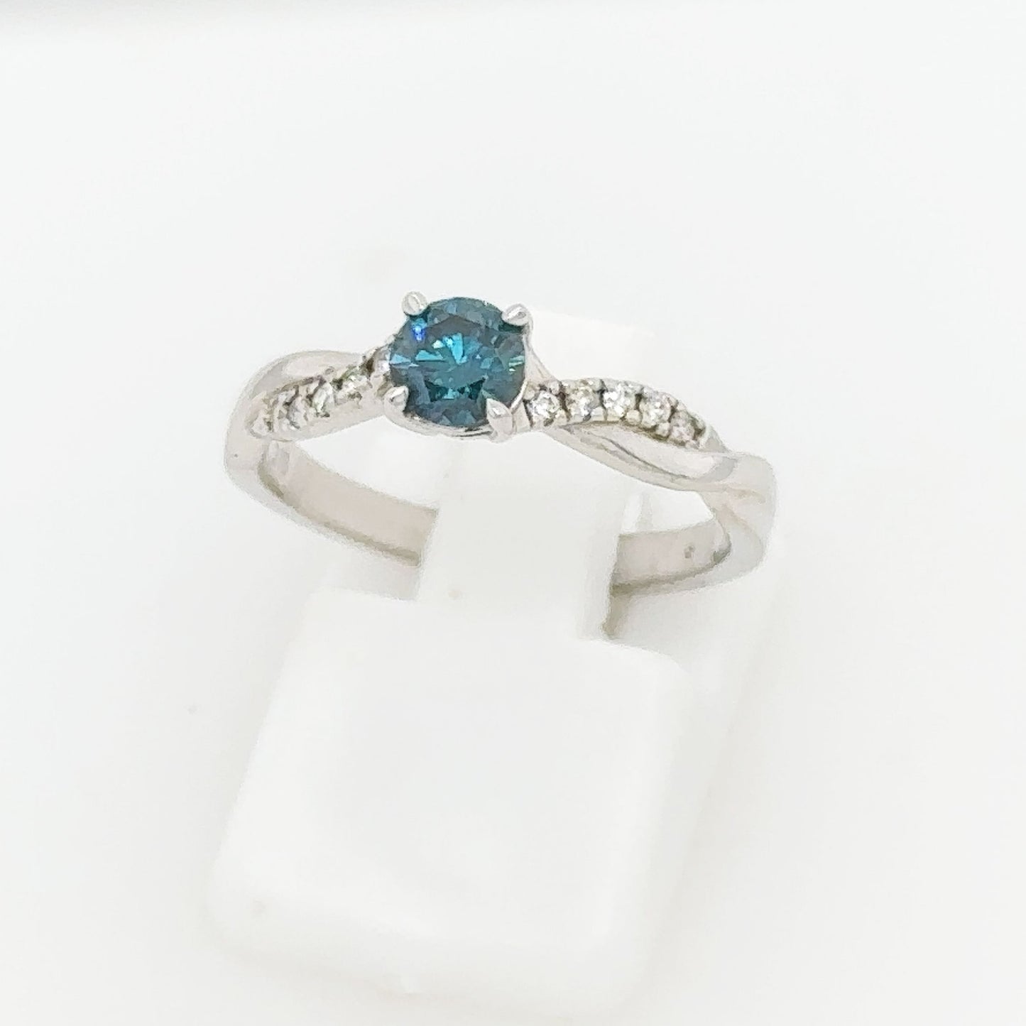 9ct White Gold Treated Blue Diamond Ring
