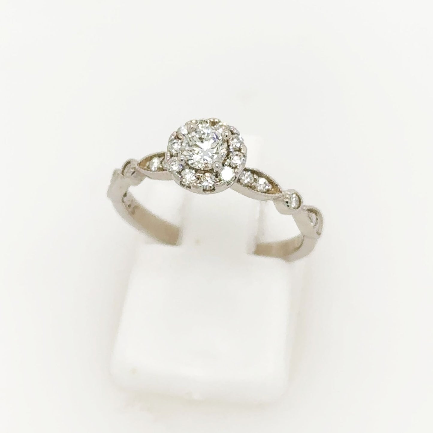 9ct White Gold Diamond Halo Ring