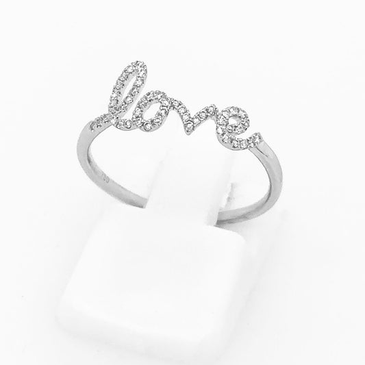 18ct White Gold Diamond Love Ring