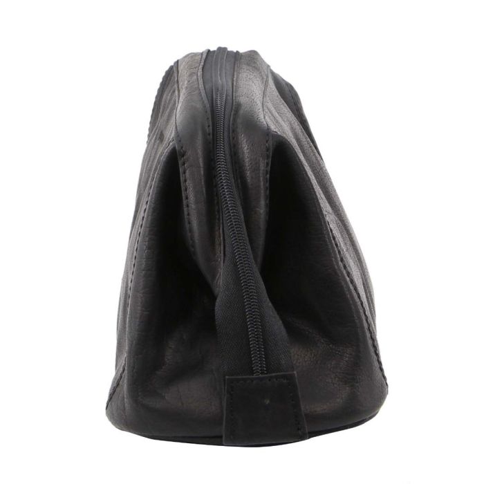 Pierre Cardin Rustic Black Leather Toiletry Bag
