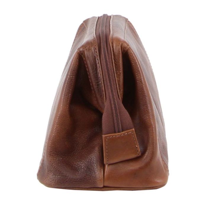 Pierre Cardin Rustic Cognac Leather Toiletry Bag