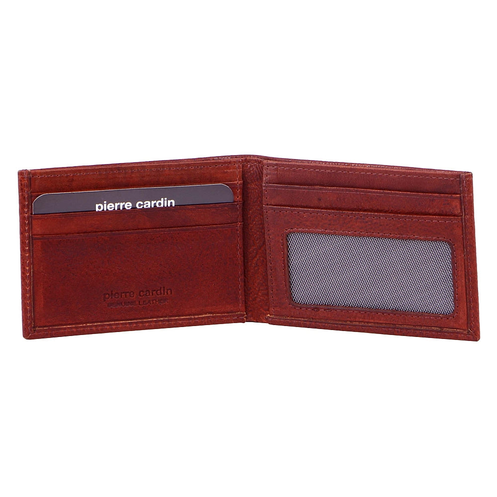 Pierre Cardin Italian Cognac Leather Bi-Fold Men's Wallet