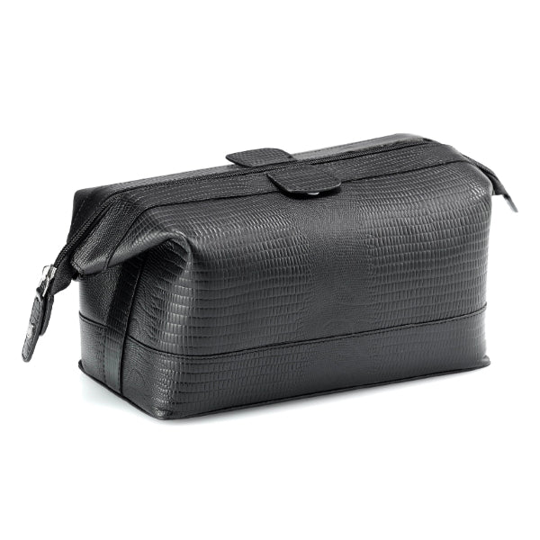 Cudworth Black Lizard Leather Toiletry Bag