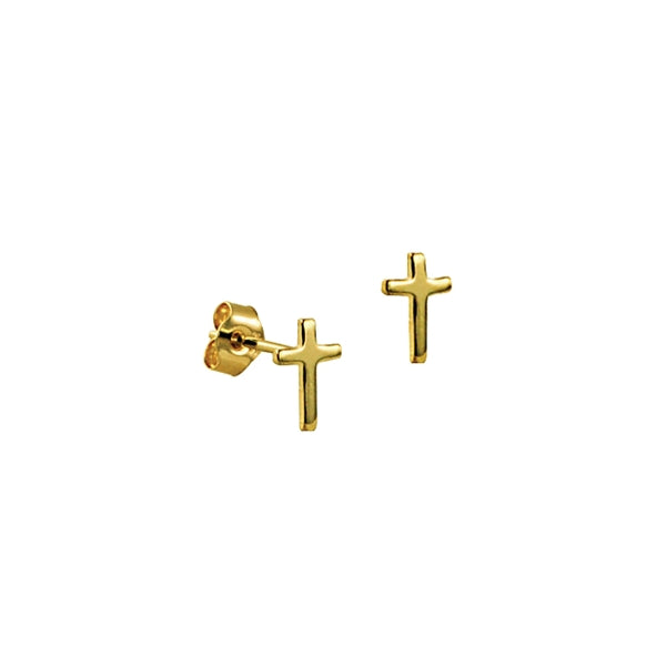 9ct Yellow Gold Small Cross Studs