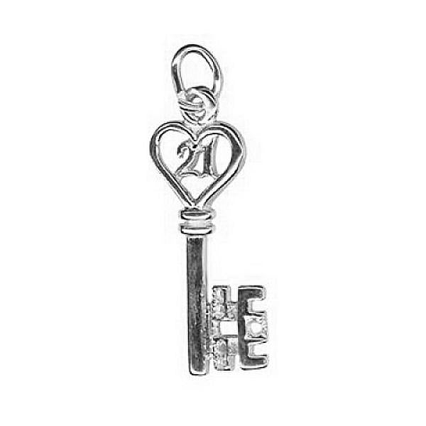 Sterling Silver 21 Key Charm