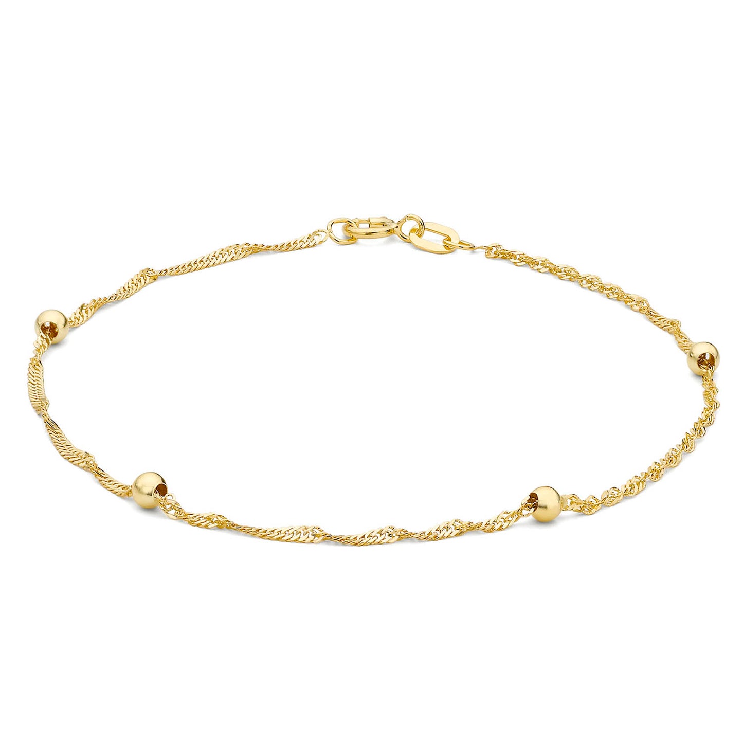9ct Yellow Gold Ball Twist 19cm Bracelet