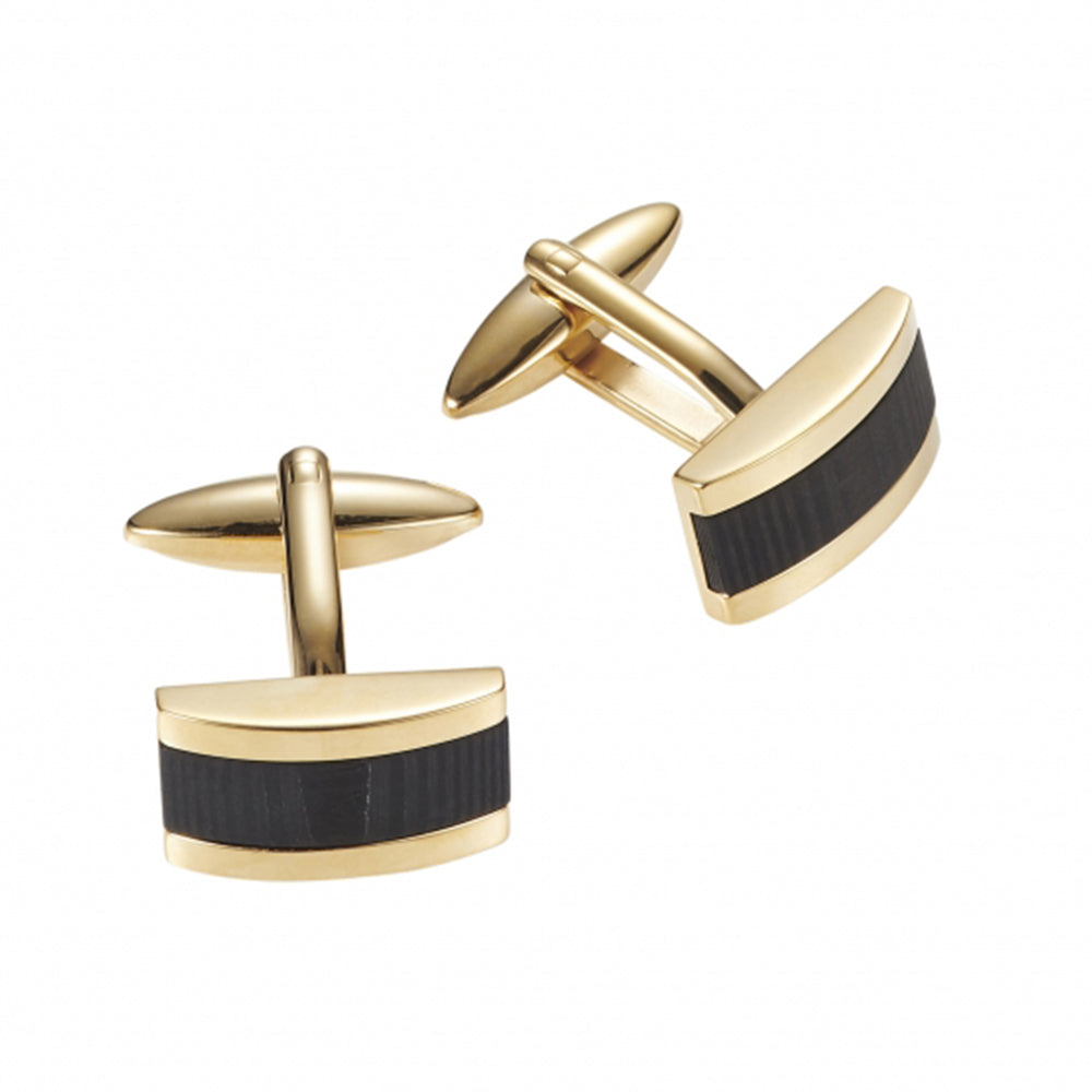Cudworth Ion Plated Polished Yellow Gold Cufflinks