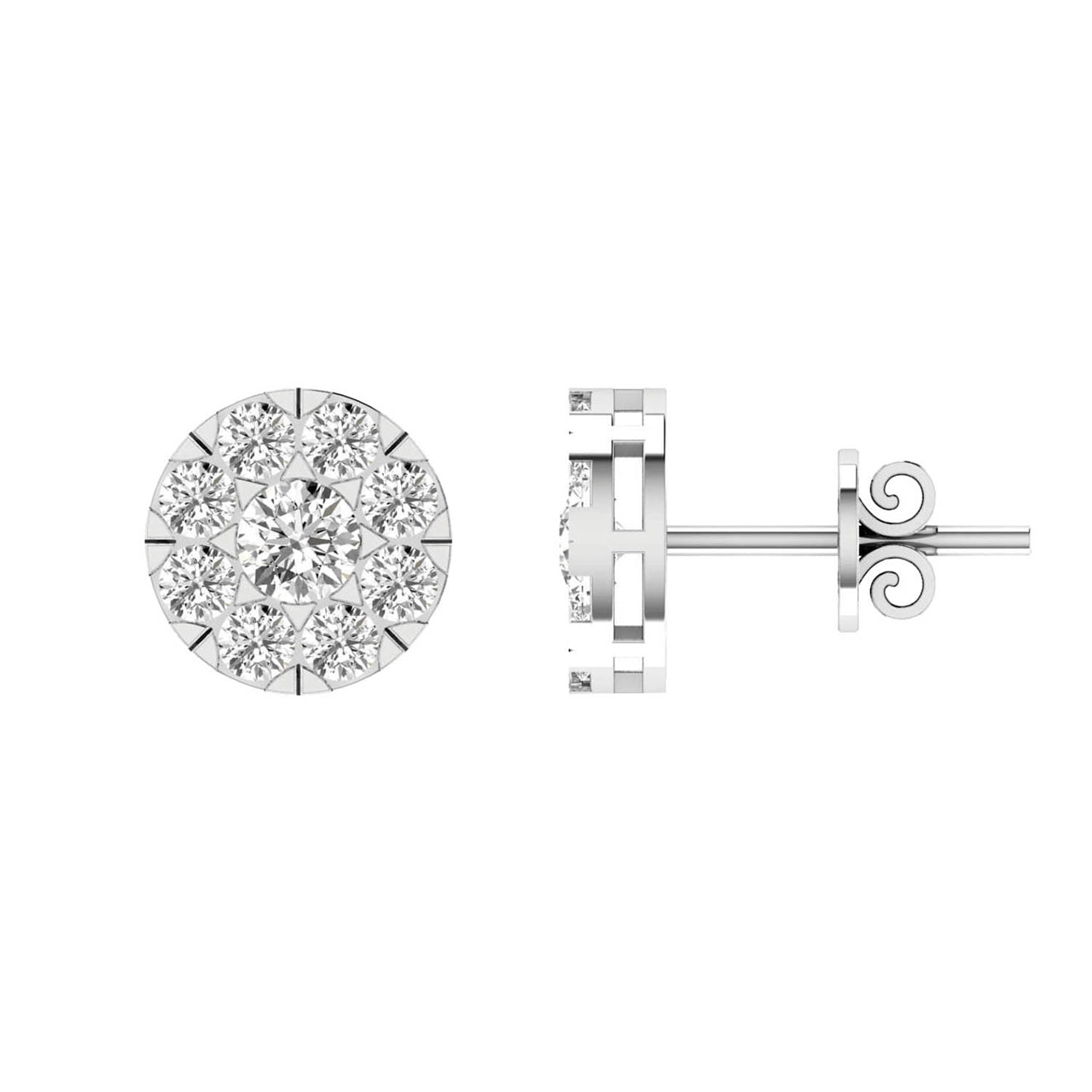 9ct White Gold Diamond Cluster Earrings