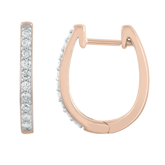 9ct Rose Gold Huggie Earrings with 0.25ct of Diamonds