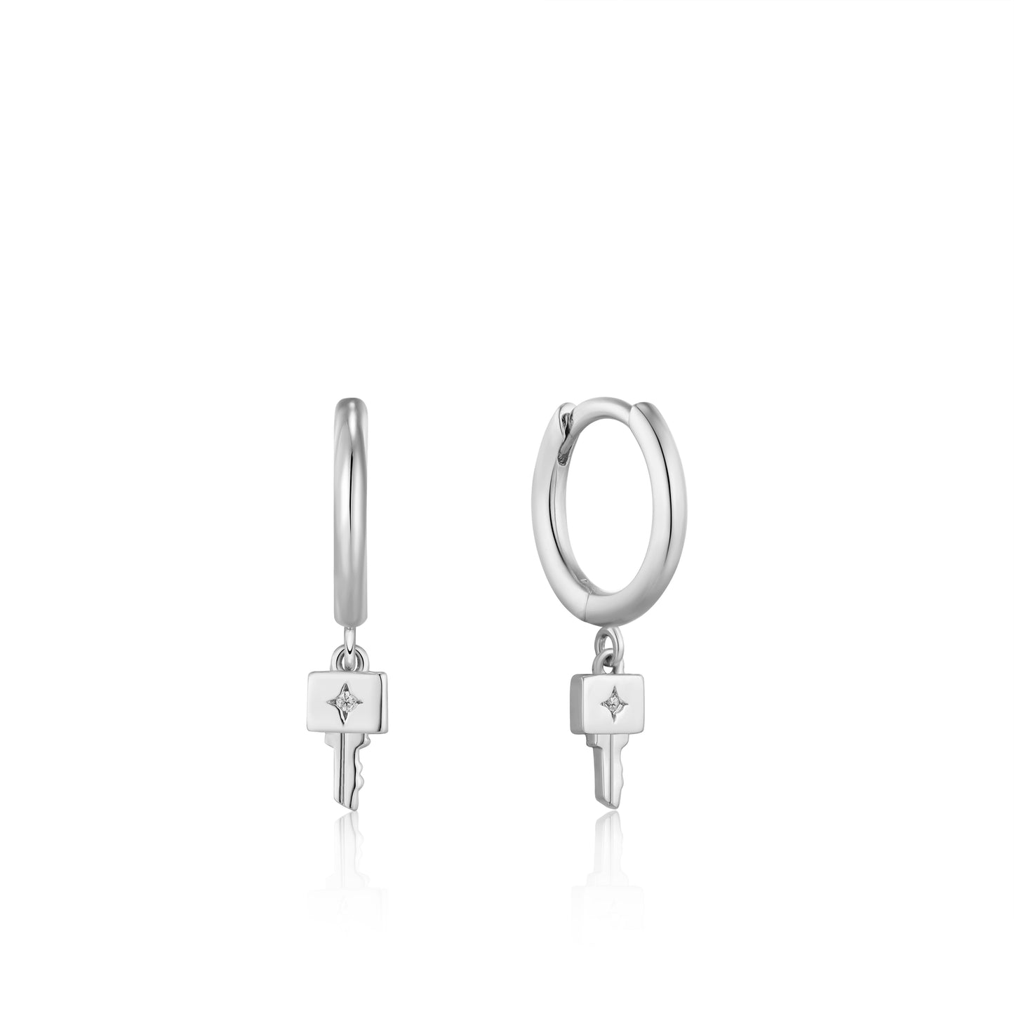 Ania Haie Under Lock & Key Silver Key Huggie Earrings