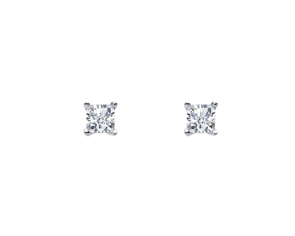 Sterling Silver Princess cut Cubic Zirconia Stud Earrings