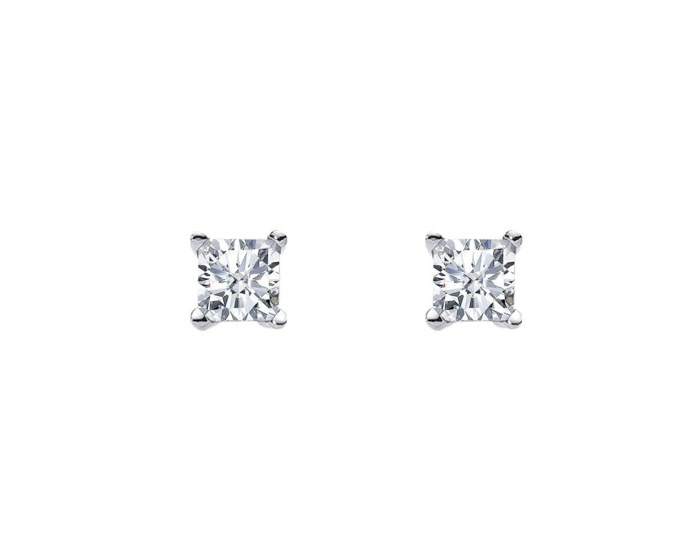 Sterling Silver Princess cut Cubic Zirconia Stud Earrings