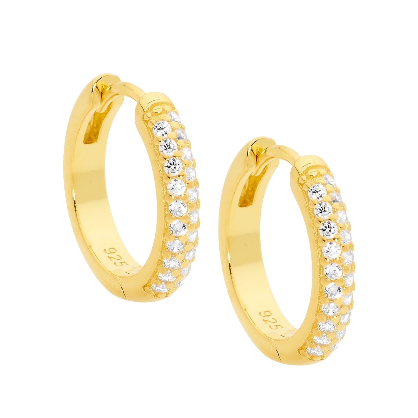 Gold Plated Cubic Zirconia Hoop Earrings