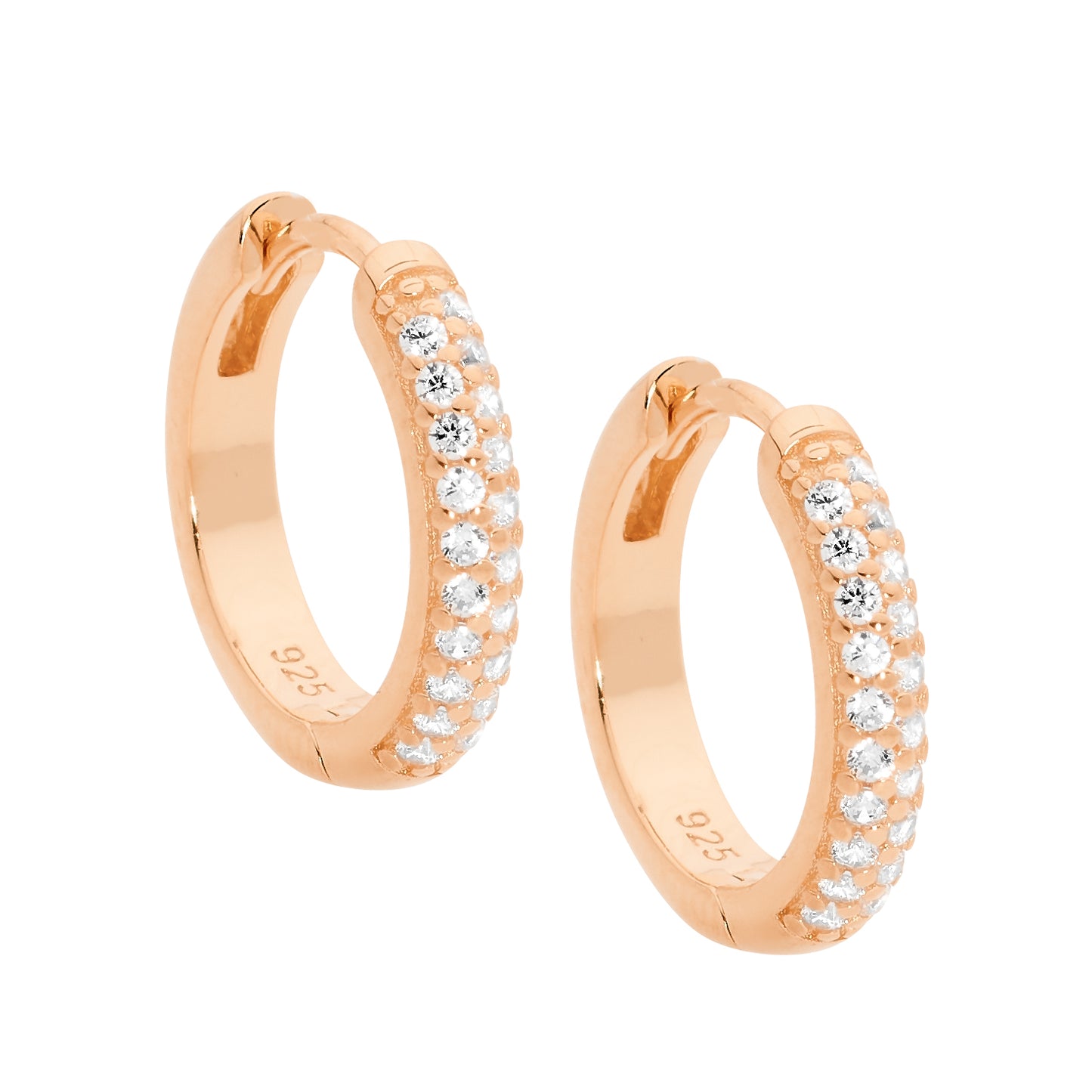 Rose Gold Plated Cubic Zirconia Hoop Earrings