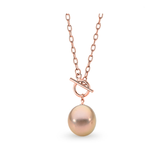 Rose Gold Plated Sterling Silver Pink Edison Freshwater Pearl Necklace