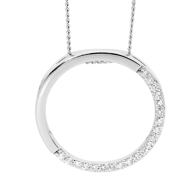 Sterling Silver Cubic Zirconia Open Circle Pendant