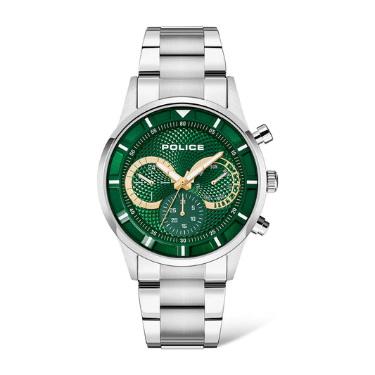 Police Driver Silver and Green Gents Watch