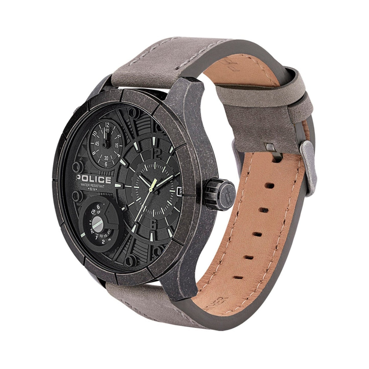 Police Bushmaster Black and Brown Gents Watch