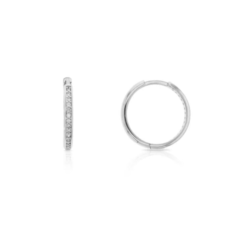 9ct White Gold Cubic Zirconia set Huggie Earrings
