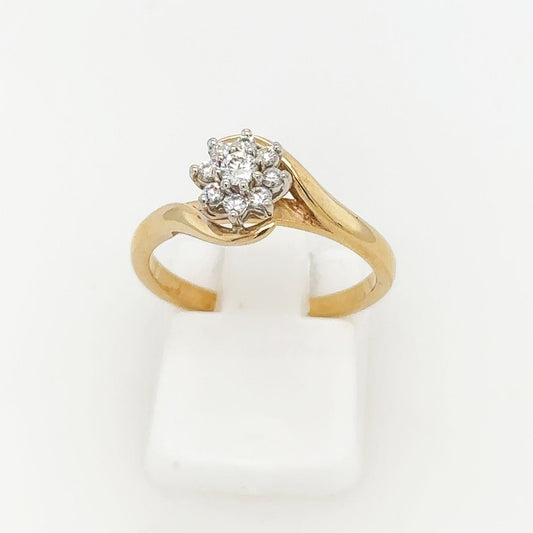 9ct Yellow and White Gold Diamond Ring