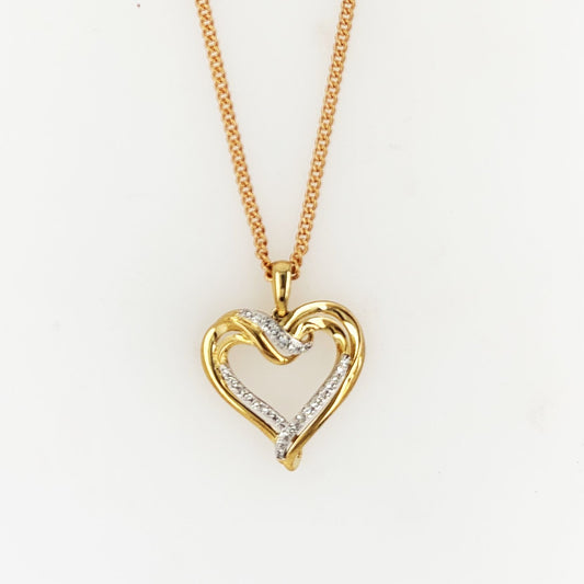 9ct Yellow Gold Diamond set Heart Pendant
