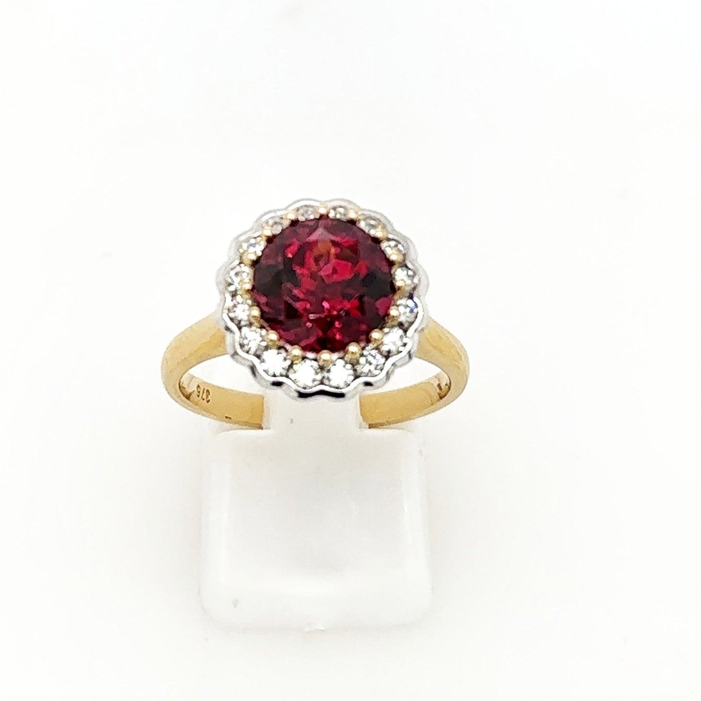 9ct White and Yellow Gold Rhodolite Garnet Ringi