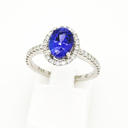 9ct White Gold Tanzanite and Diamond Ring