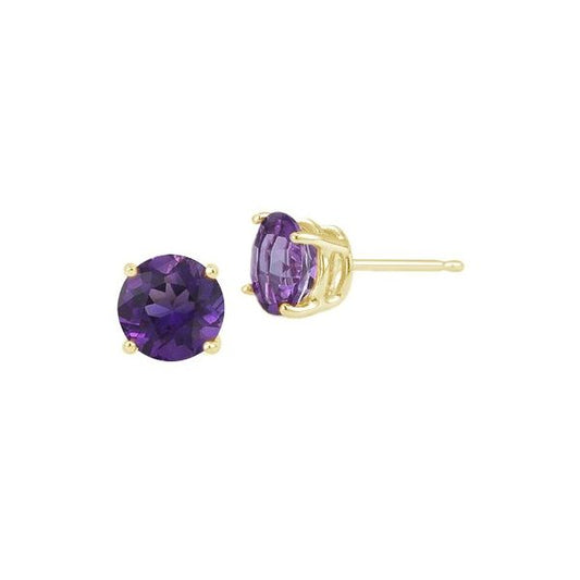 9ct Yellow Gold Natural Amethyst Stud Earrings