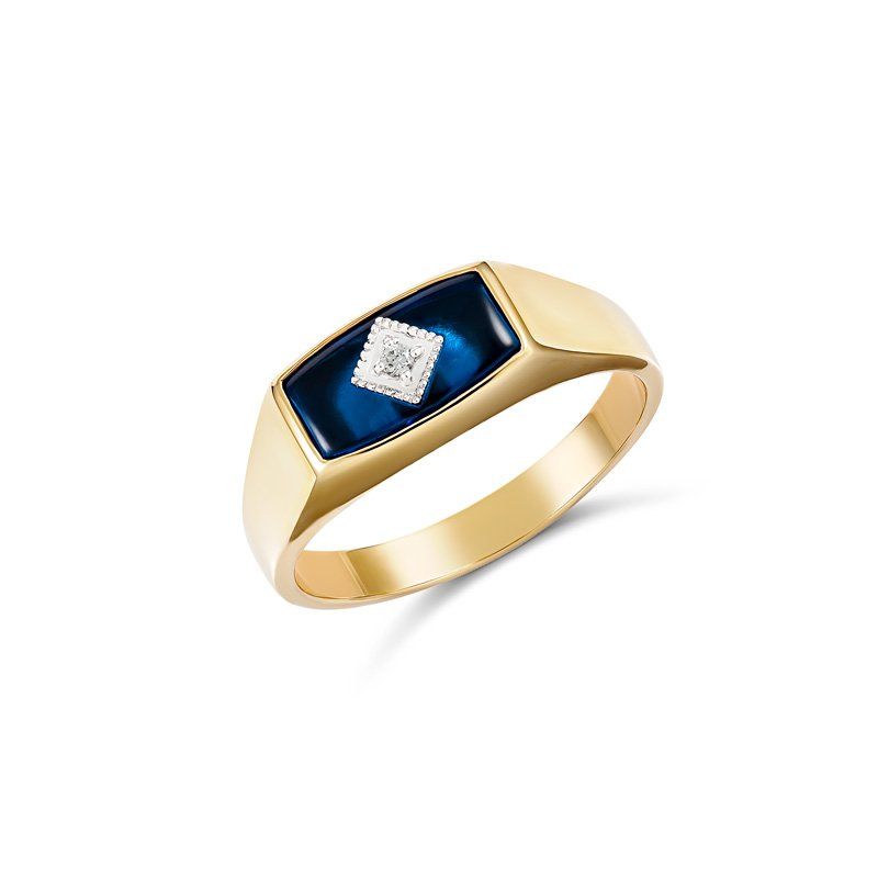 9ct Yellow Gold Diamond set Gents Ring