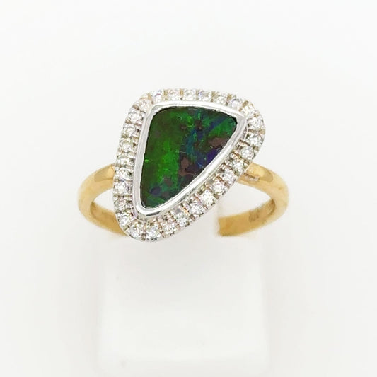 9ct Yellow and White Gold Opal Ring