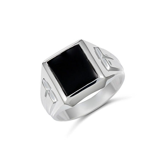 Sterling Silver Onyx Gents Ring