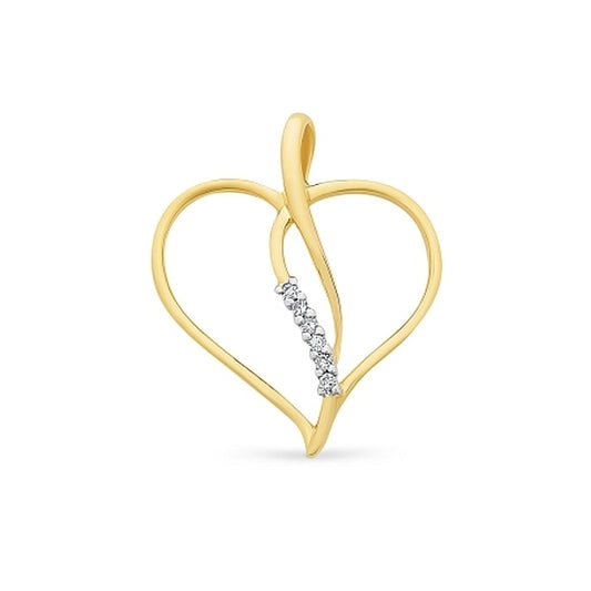 9ct Yellow Gold Diamond Heart Pendant