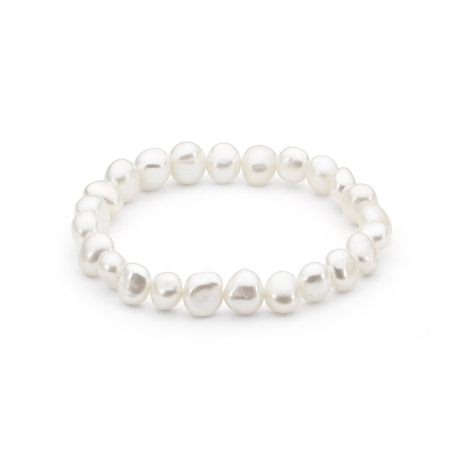 White Small Baroque Freshwater Pearl Elastic Bracelet
