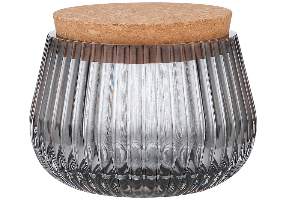 Zephyr Ribbed Charcoal Glass 8cm Canister