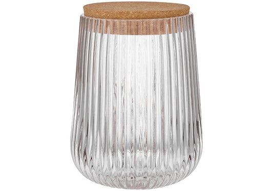 Zephyr Ribbed Clear Glass 15cm Canister