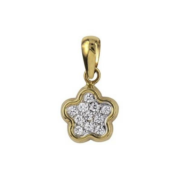 9ct Yellow Gold Cubic Zirconia Flower Pendant
