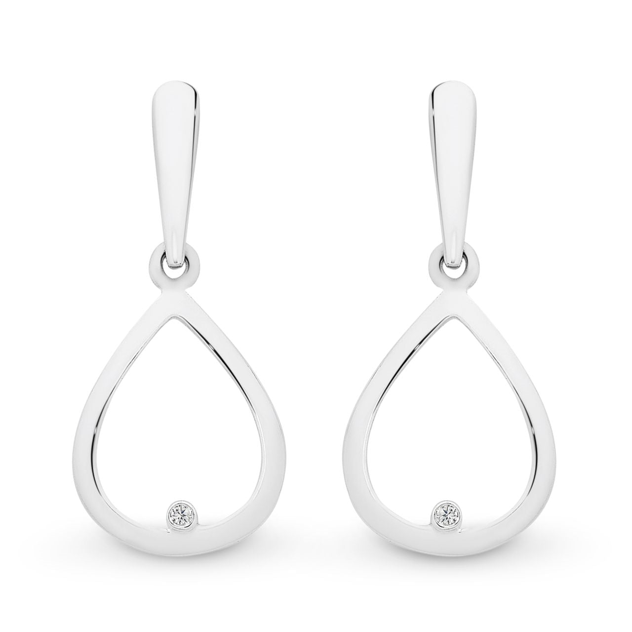 Sterling Silver Diamond Drop Earrings