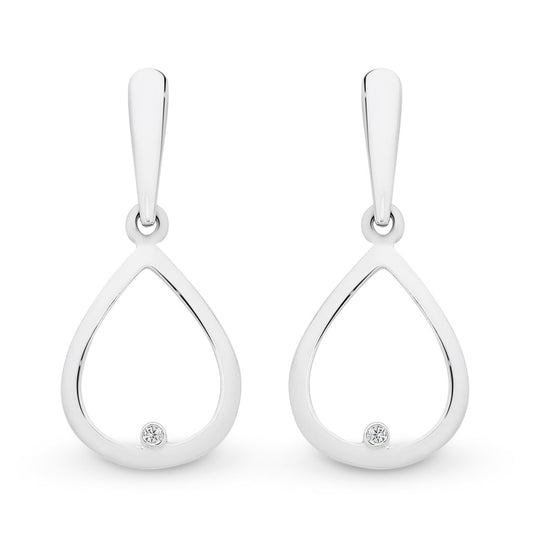 Sterling Silver Diamond Drop Earrings