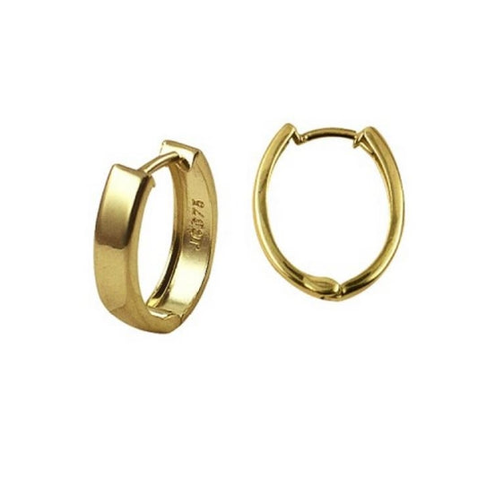9ct Yellow Gold Oval Huggie Earrings