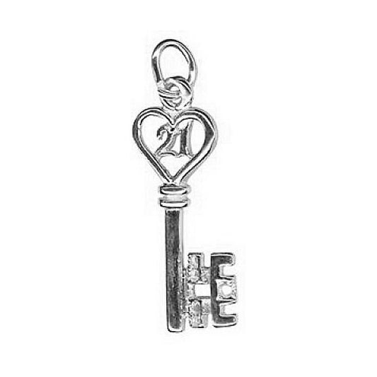 Sterling Silver 21 Key Charm