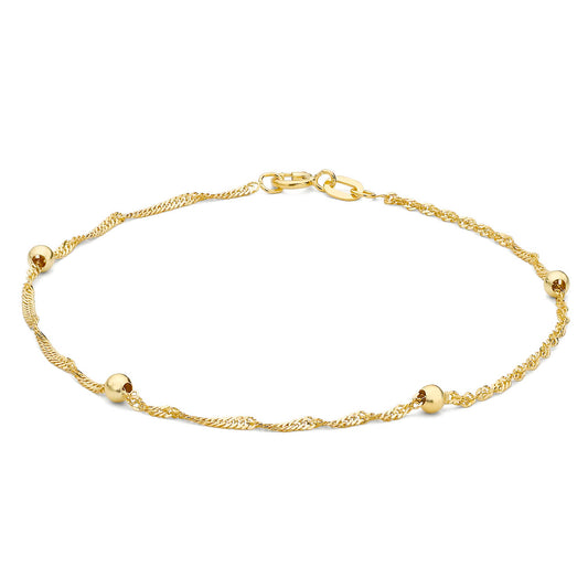 9ct Yellow Gold Ball Twist 19cm Bracelet