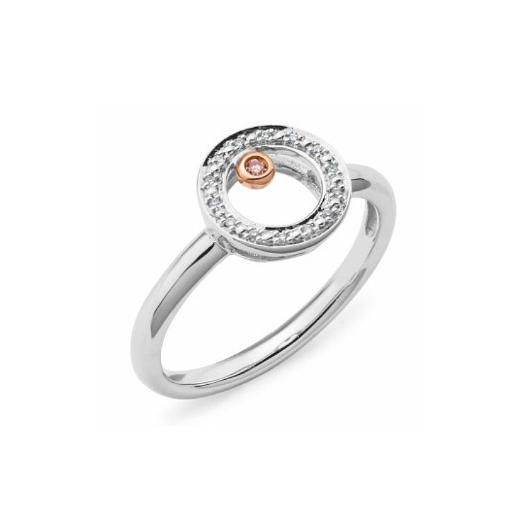9ct Pink Caviar Diamond Circle Ring