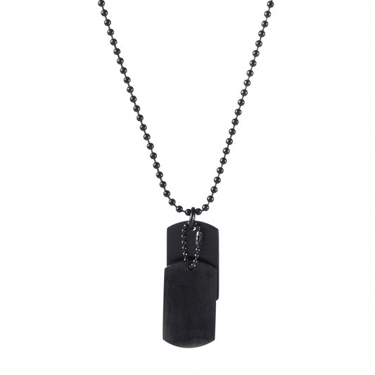 Cudworth Black Stainless Steel Double Dog Tags on Ball Chain