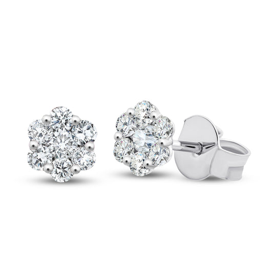 9ct White Gold Argyle White Diamond Cluster Stud Earrings TDW 0.27ct