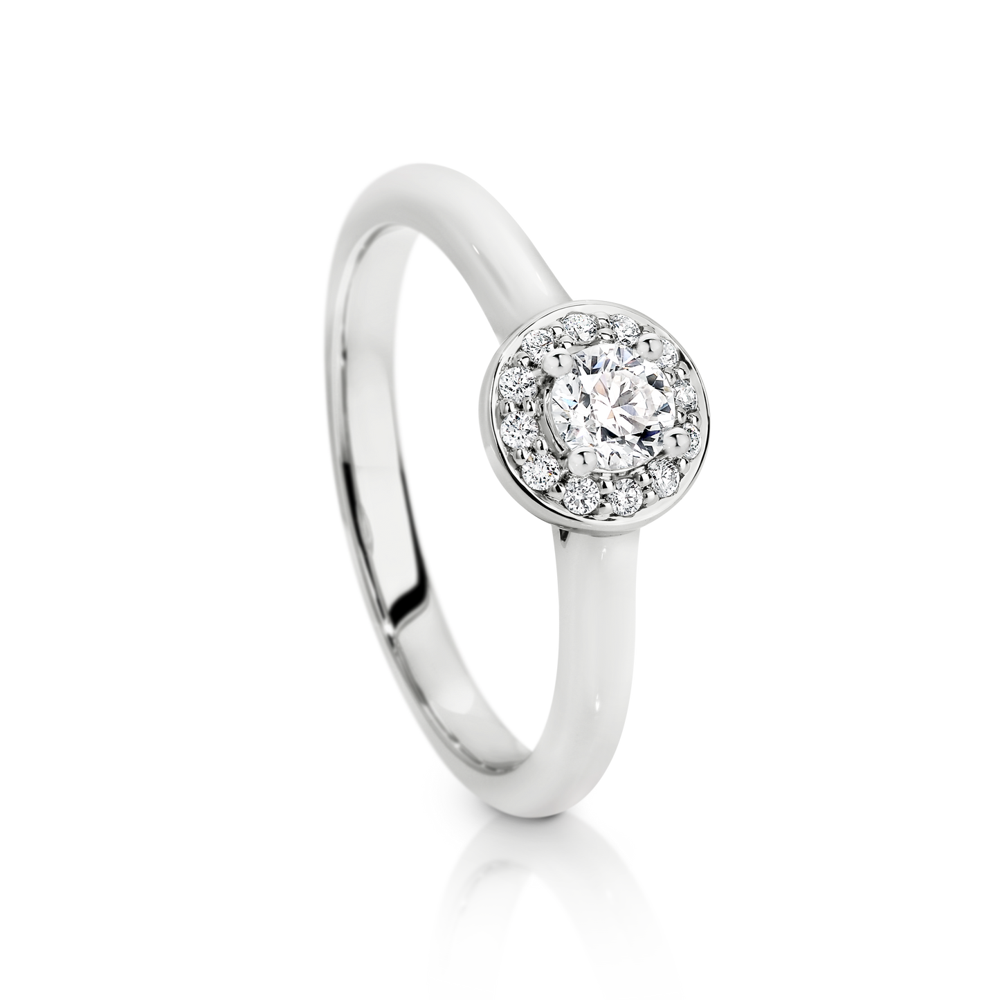 18ct White Gold Argyle White Diamond Halo Engagement Ring TDW 0.35ct