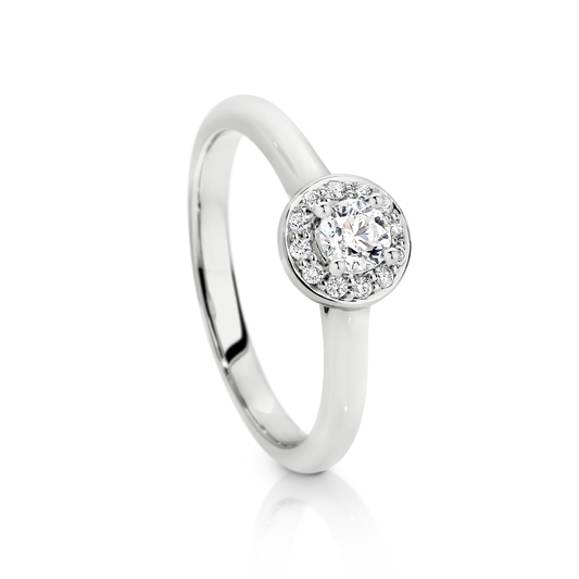 18ct White Gold Argyle White Diamond Halo Engagement Ring TDW 0.35ct