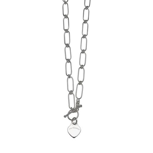 Von Treskow Sterling Silver Open Clip Chain Necklace with Flat Von Treskow heart