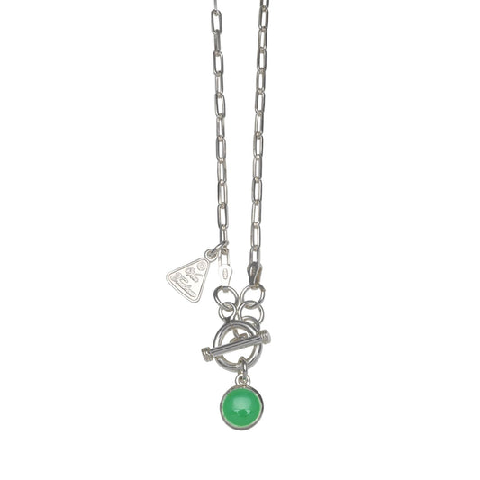Von Treskow Sterling Silver Open Clip Chain Necklace with Chrysoprase Pendant