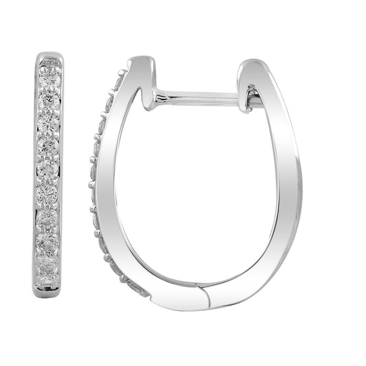 9ct White Gold Diamond Huggie Earrings with 0.25ct Diamonds