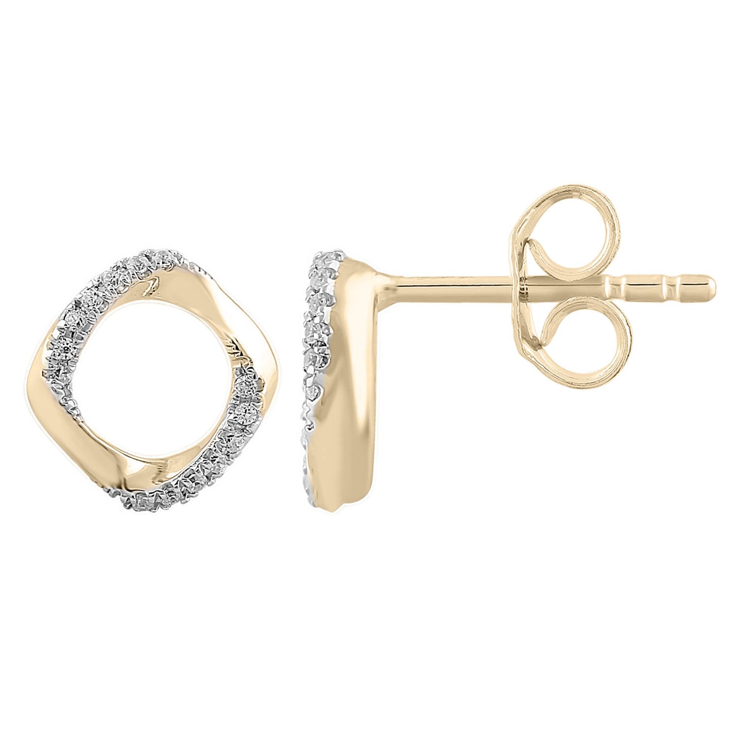 9ct Yellow Gold Diamond Stud Earrings